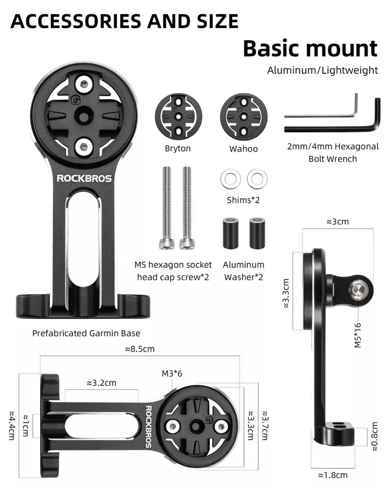 Suporte para computador de bicicleta ROCKBROS para Garmin Bryton Wahoo GPS suporte para guidão de alumínio
