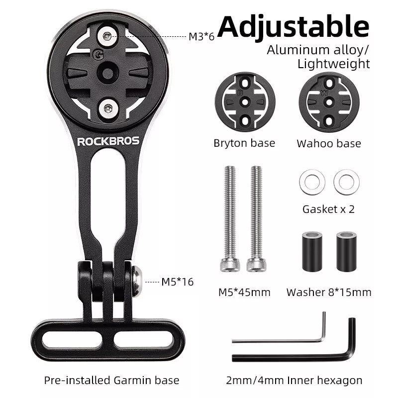 Suporte para computador de bicicleta ROCKBROS para Garmin Bryton Wahoo GPS suporte para guidão de alumínio
