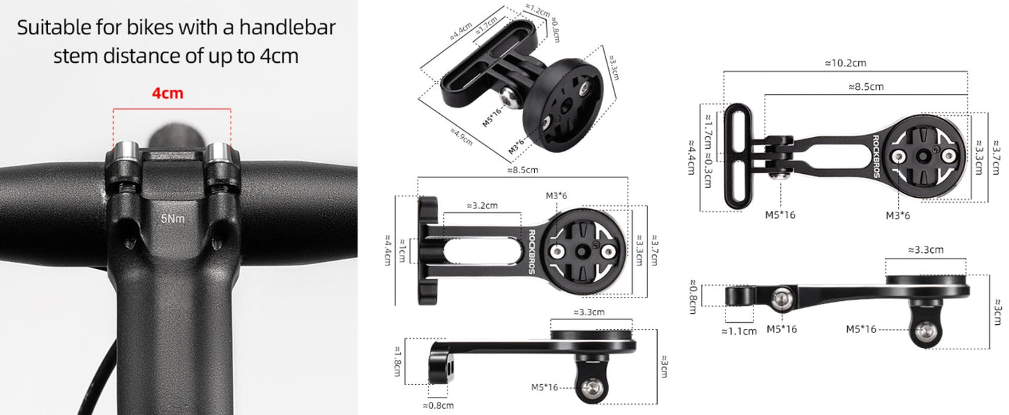 Suporte para computador de bicicleta ROCKBROS para Garmin Bryton Wahoo GPS suporte para guidão de alumínio