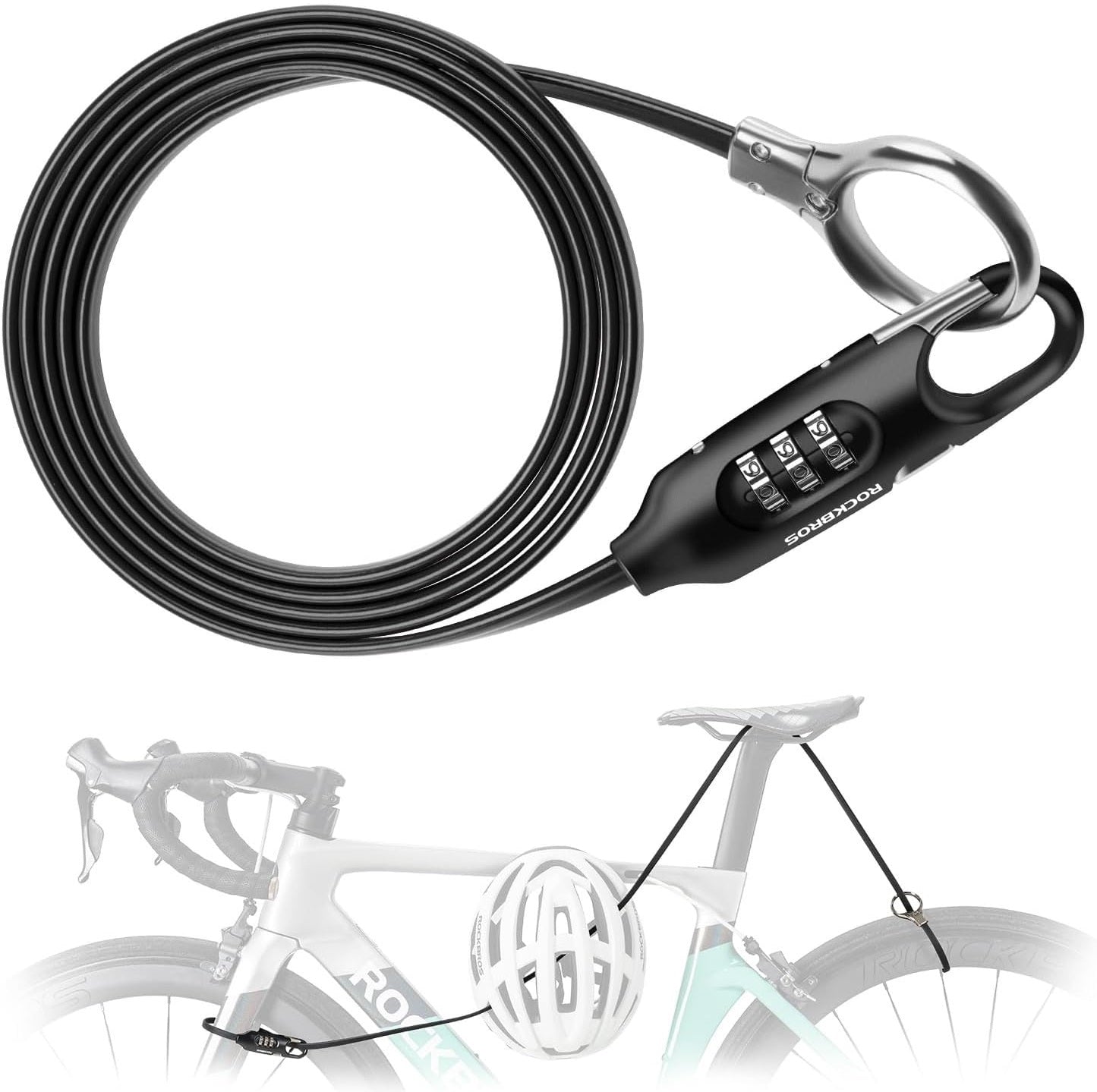 ROCKBROS bloqueio de cabo de bicicleta 150 cm com código numérico anti-roubo para bicicleta scooter carrinho de bebê vermelho/preto