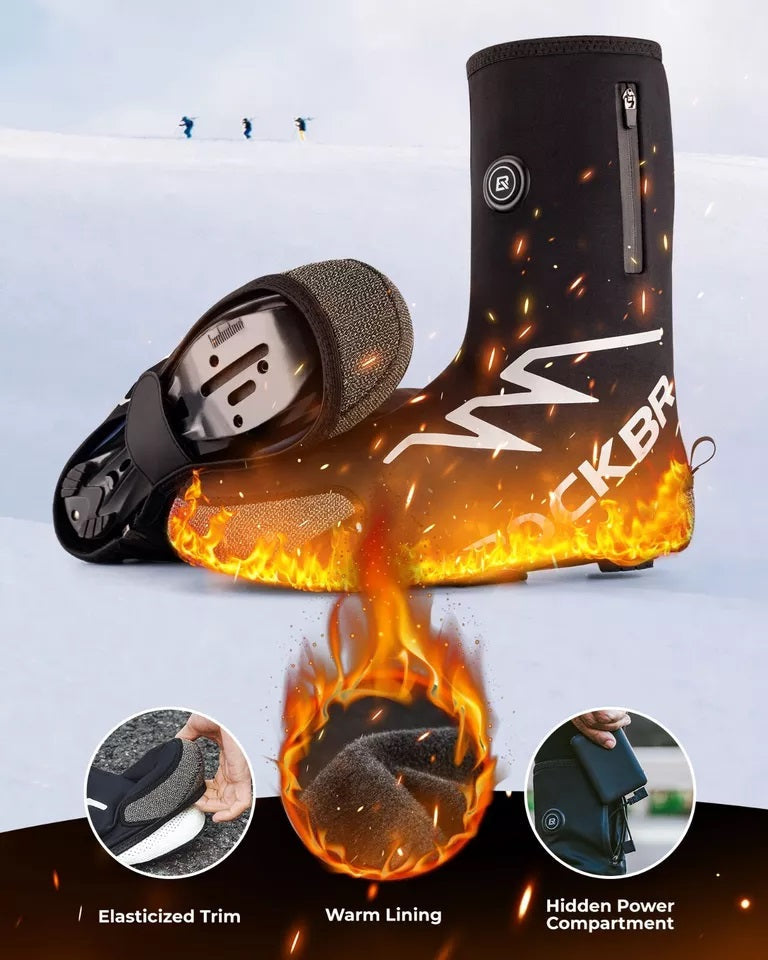 Capas para sapatos aquecidas ROCKBROS inverno quente com bateria de 5000mAh Capas térmicas para sapatos Capa térmica resistente à água e à prova de vento para bicicleta para mulheres/homens