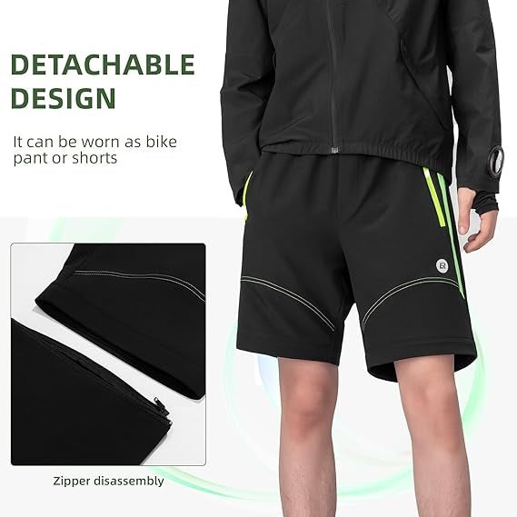 Calças de ciclismo ROCKBROS, calças esportivas removíveis de camada dupla, calças longas de ciclismo com assento acolchoado, calças de bicicleta acolchoadas, masculinas, bicicleta de estrada MTB respirável