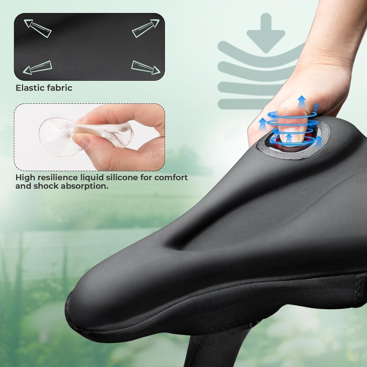 Capa de selim de gel ROCKBROS Capa de gel para selim de bicicleta assento de bicicleta acolchoado com protetor de selim à prova d'água para homens e mulheres 28 cm x 17,5 cm azul/vermelho