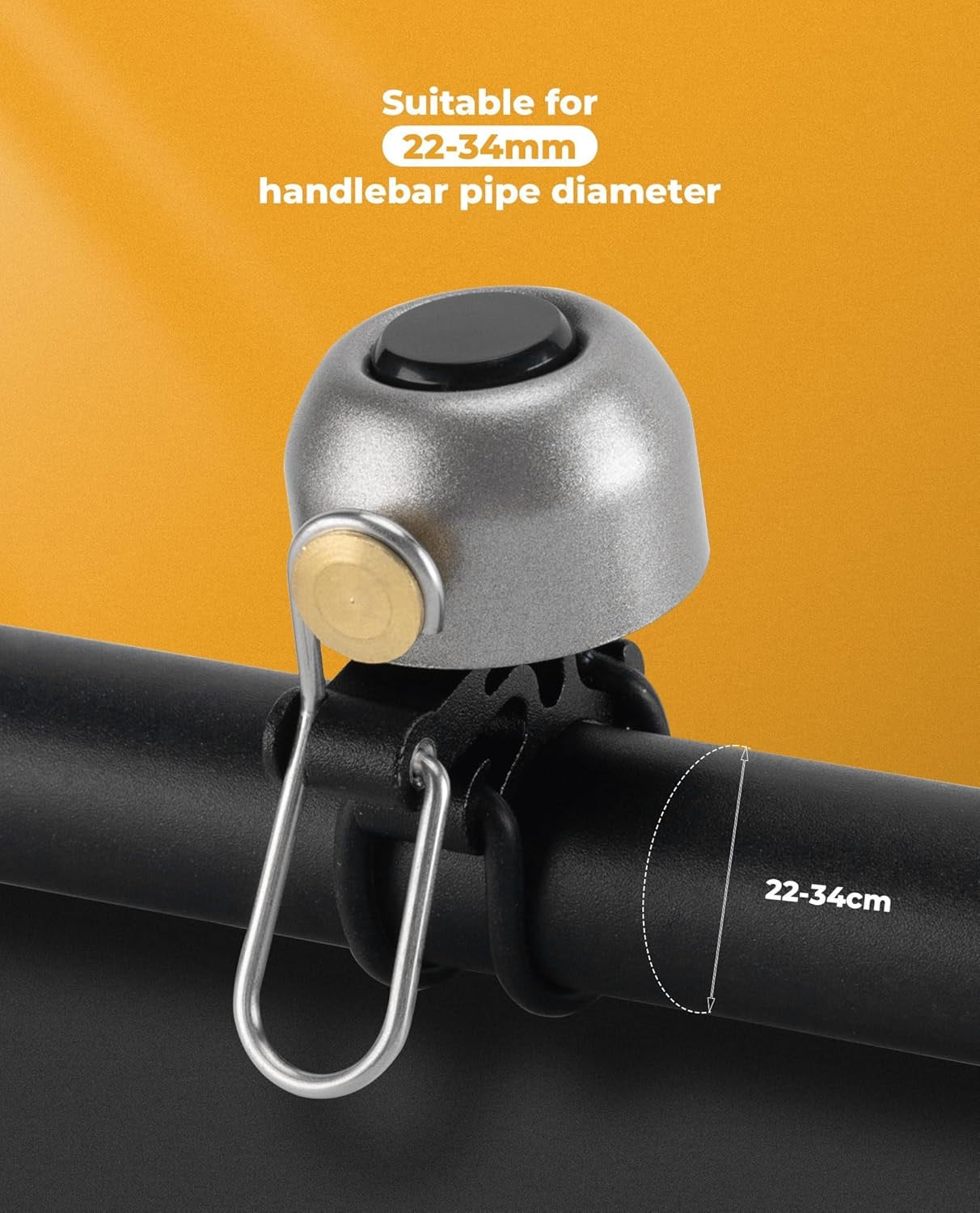 Rockbros sino de bicicleta guiador clássico, mountain bike retro sino de bicicleta sino alto sino de cobre de bicicleta para 22-34mm