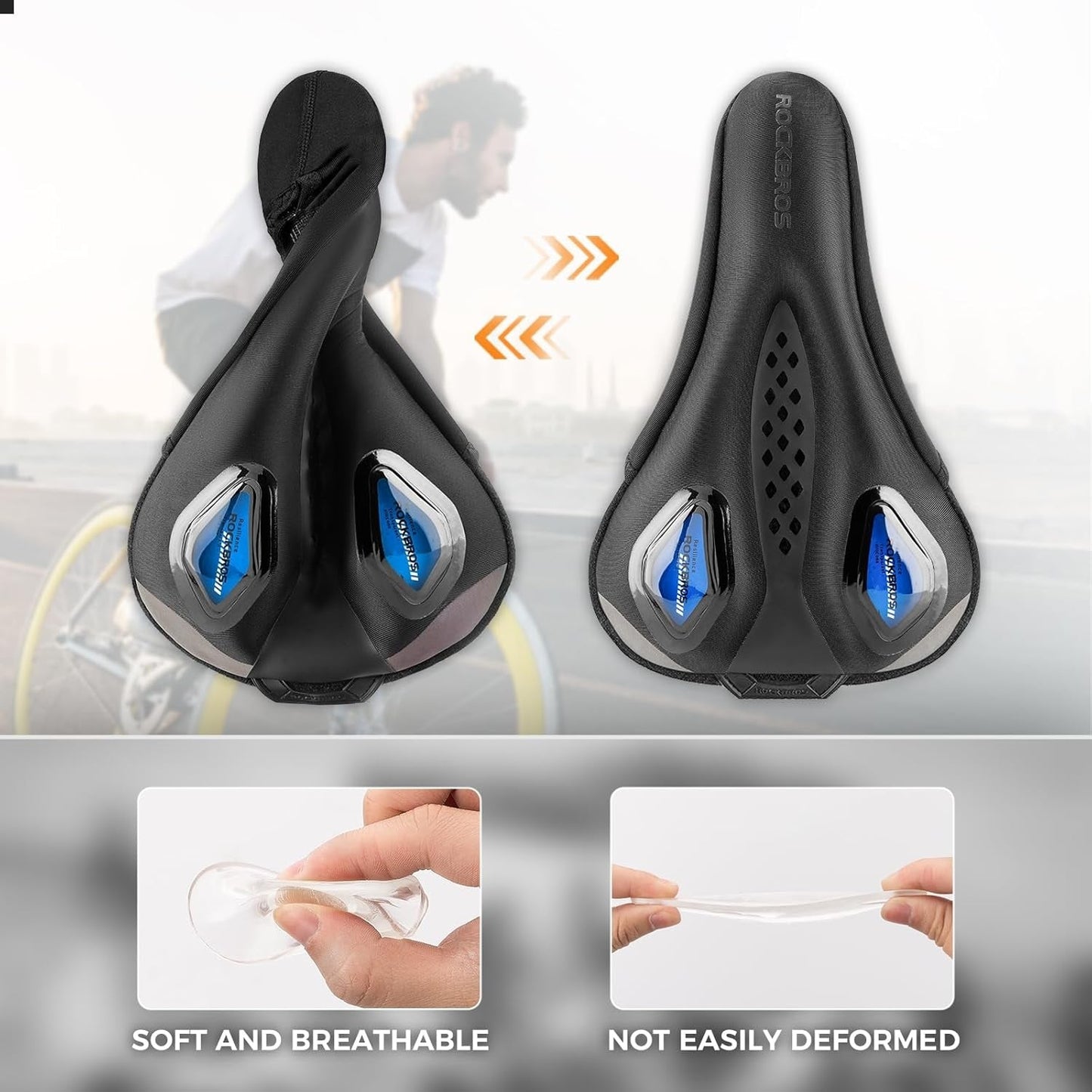 ROCKBROS capa de selim de bicicleta capa de gel para assento de bicicleta com capas de selim à prova d'água proteção de sela capa de selim de bicicleta de estrada capas de selim de mountain bike para homens e mulheres
