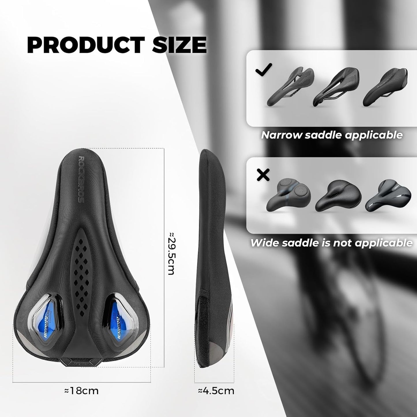 ROCKBROS capa de selim de bicicleta capa de gel para assento de bicicleta com capas de selim à prova d'água proteção de sela capa de selim de bicicleta de estrada capas de selim de mountain bike para homens e mulheres