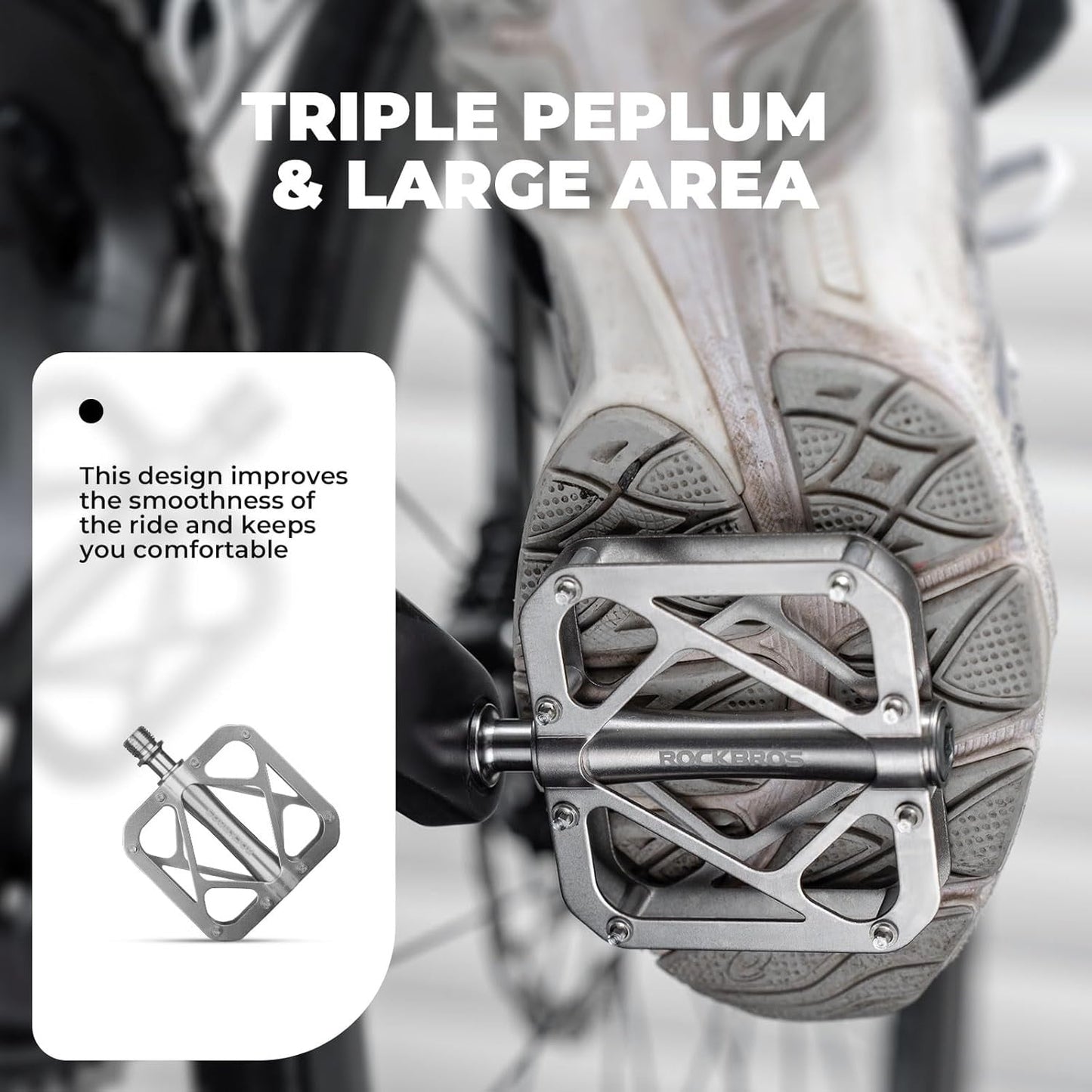 Rockbros pedais de bicicleta mountain bike feitos de liga de titânio 3 rolamentos mtb plataforma para mtb 250g luz