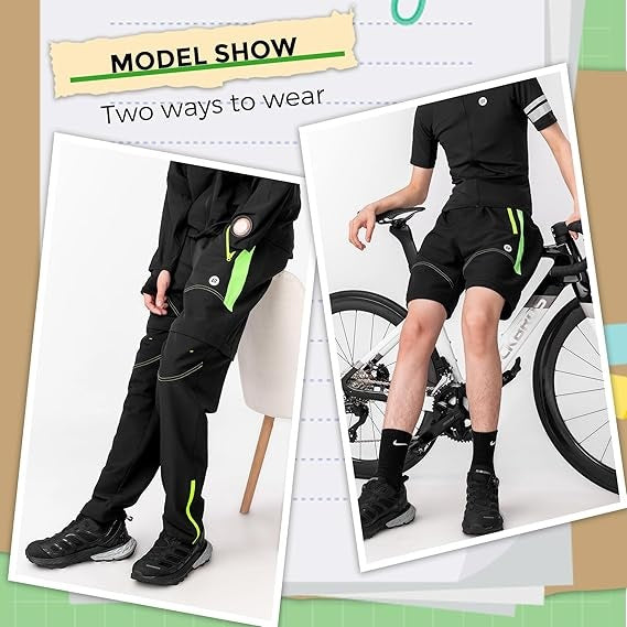 Calças de ciclismo ROCKBROS, calças esportivas removíveis de camada dupla, calças longas de ciclismo com assento acolchoado, calças de bicicleta acolchoadas, masculinas, bicicleta de estrada MTB respirável