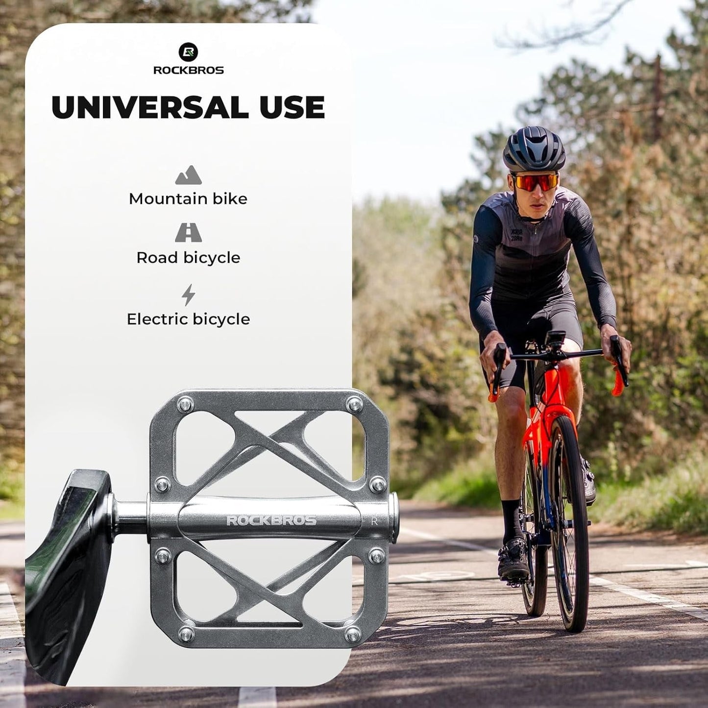 Rockbros pedais de bicicleta mountain bike feitos de liga de titânio 3 rolamentos mtb plataforma para mtb 250g luz