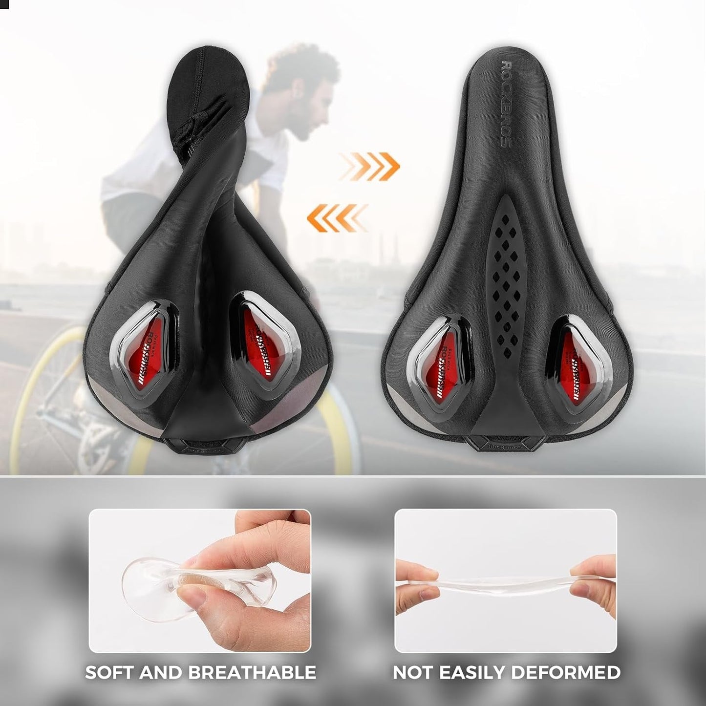 ROCKBROS capa de selim de bicicleta capa de gel para assento de bicicleta com capas de selim à prova d'água proteção de sela capa de selim de bicicleta de estrada capas de selim de mountain bike para homens e mulheres