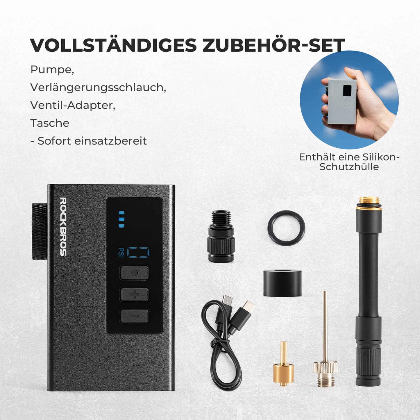 Mini Bomba Elétrica Portátil para Bicicleta AS240 Pro ROCKBROS