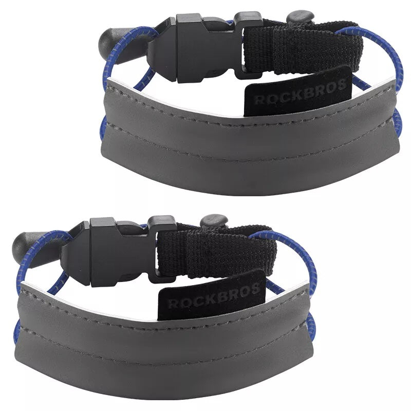 ROCKBROS Faixa elástica para calças, protetor de calças de bicicleta, faixa reflexiva para corrida ao ar livre, ciclismo, corrida, 1 par