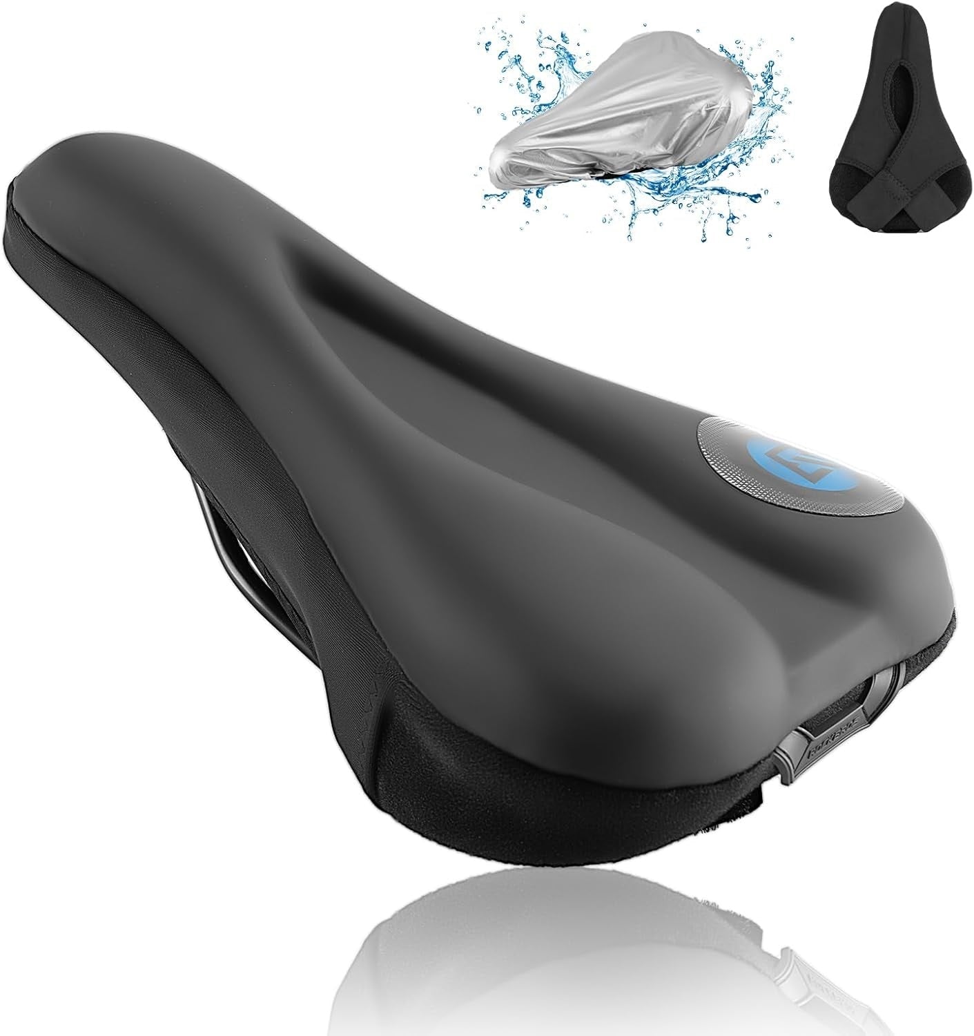 Capa de selim de gel ROCKBROS Capa de gel para selim de bicicleta assento de bicicleta acolchoado com protetor de selim à prova d'água para homens e mulheres 28 cm x 17,5 cm azul/vermelho