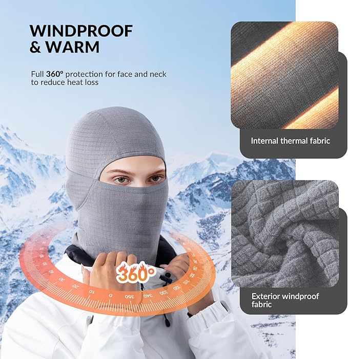 Qunature Balaclava Máscara de esqui de inverno Balaclava Ski Motocicleta Máscara facial feminina / masculina Balaclava quente à prova de vento respirável para esportes ao ar livre, esqui, snowboard, ciclismo