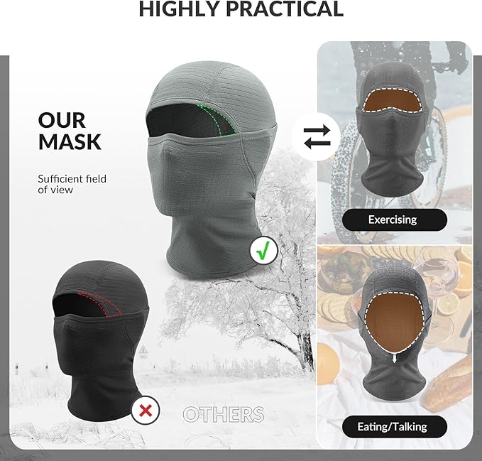 Qunature Balaclava Máscara de esqui de inverno Balaclava Ski Motocicleta Máscara facial feminina / masculina Balaclava quente à prova de vento respirável para esportes ao ar livre, esqui, snowboard, ciclismo