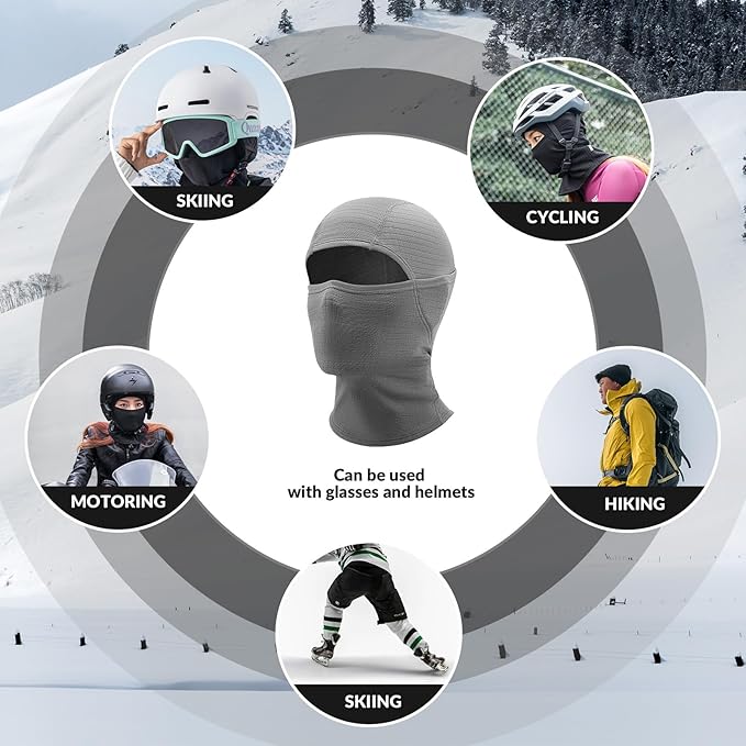 Qunature Balaclava Máscara de esqui de inverno Balaclava Ski Motocicleta Máscara facial feminina / masculina Balaclava quente à prova de vento respirável para esportes ao ar livre, esqui, snowboard, ciclismo