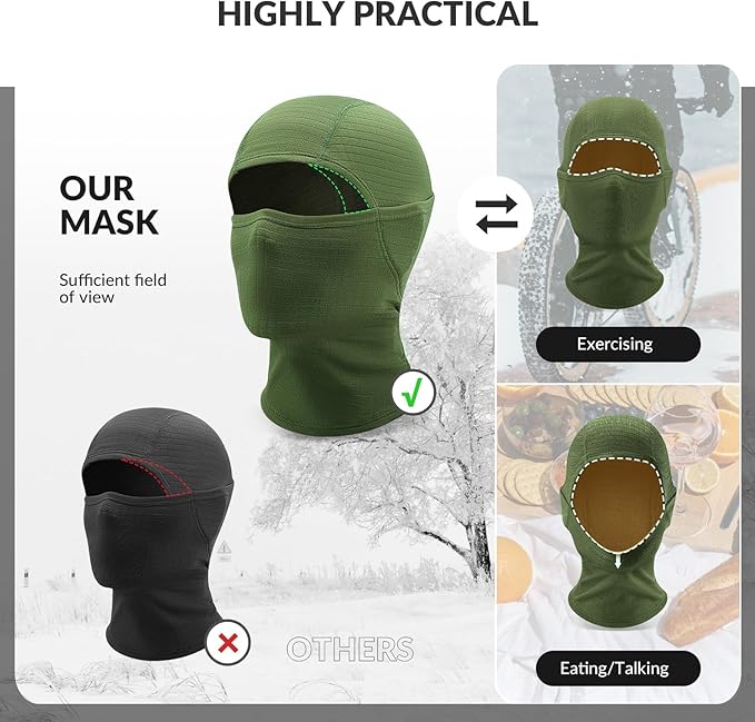 Qunature Balaclava Máscara de esqui de inverno Balaclava Ski Motocicleta Máscara facial feminina / masculina Balaclava quente à prova de vento respirável para esportes ao ar livre, esqui, snowboard, ciclismo