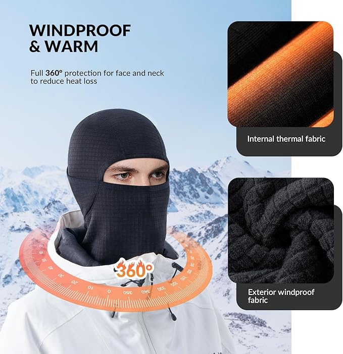 Qunature Balaclava Máscara de esqui de inverno Balaclava Ski Motocicleta Máscara facial feminina / masculina Balaclava quente à prova de vento respirável para esportes ao ar livre, esqui, snowboard, ciclismo