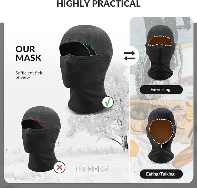 Qunature Balaclava Máscara de esqui de inverno Balaclava Ski Motocicleta Máscara facial feminina / masculina Balaclava quente à prova de vento respirável para esportes ao ar livre, esqui, snowboard, ciclismo