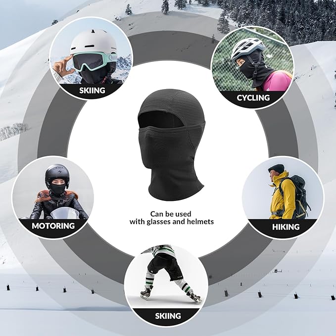 Qunature Balaclava Máscara de esqui de inverno Balaclava Ski Motocicleta Máscara facial feminina / masculina Balaclava quente à prova de vento respirável para esportes ao ar livre, esqui, snowboard, ciclismo