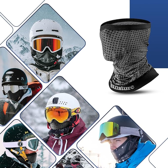 Qunature Cachecol multifuncional Cachecol tubular Cachecol de inverno à prova de vento elástico respirável aquecedor de pescoço feminino e masculino para esportes ao ar livre, esqui, corrida, ciclismo, caminhada