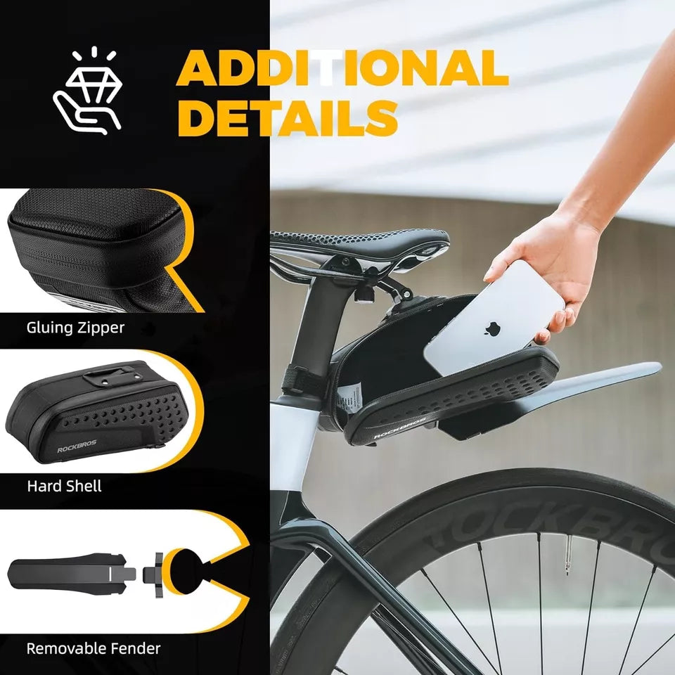 Bolsa de selim ROCKBROS bolsa de bicicleta rígida com guarda-lamas e liberação rápida