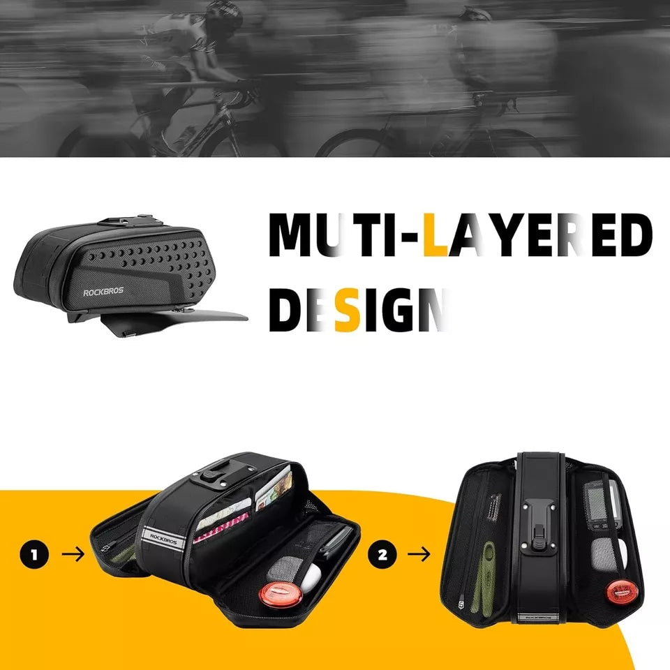Bolsa de selim ROCKBROS bolsa de bicicleta rígida com guarda-lamas e liberação rápida