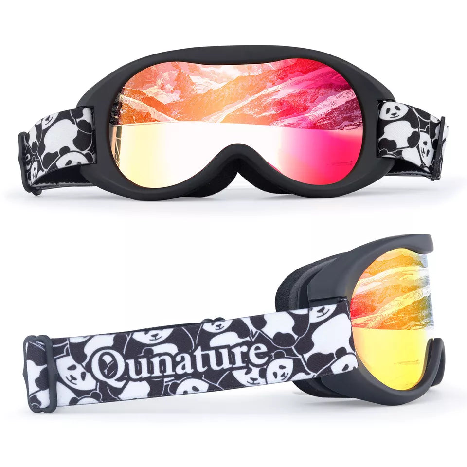 Óculos de esqui Qunature, óculos de snowboard para crianças e adultos que usam óculos antiembaçantes