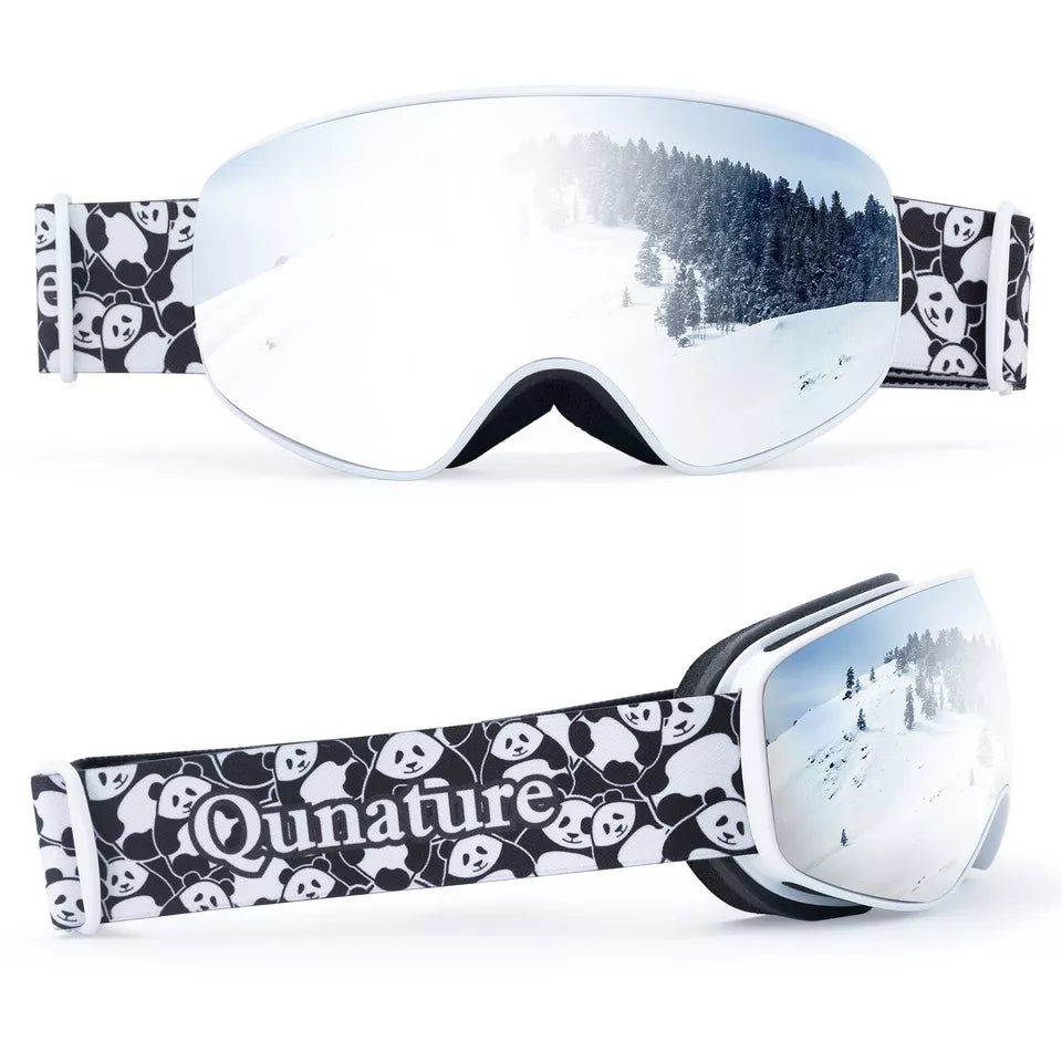 Óculos de esqui Qunature, óculos de snowboard para crianças e adultos que usam óculos antiembaçantes