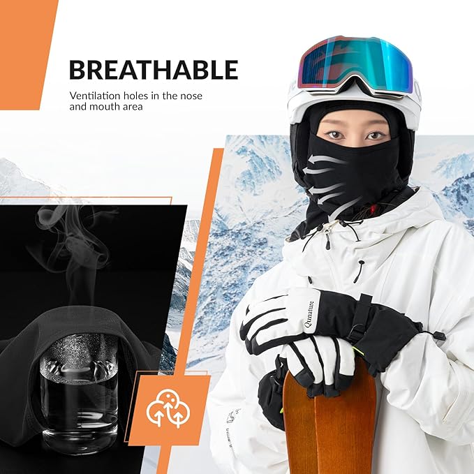 Qunature Balaclava Balaclava Esqui de inverno Máscara Facial respirável à prova de vento Máscara M/L para esportes ao ar livre Esqui Ciclismo Snowboard Motociclismo Mulheres/Homens