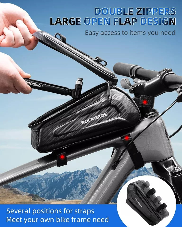 Bolsa para bicicleta ROCKBROS Bolsa com estrutura rígida de 1,5L com suporte para celular de até 6,5 polegadas