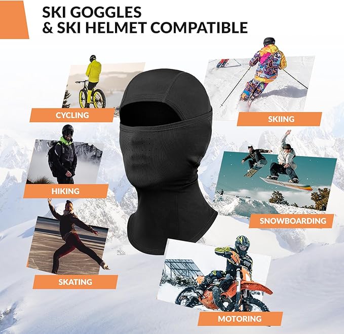 Qunature Balaclava Balaclava Esqui de inverno Máscara Facial respirável à prova de vento Máscara M/L para esportes ao ar livre Esqui Ciclismo Snowboard Motociclismo Mulheres/Homens