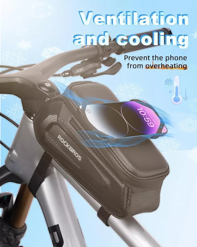 Bolsa para bicicleta ROCKBROS Bolsa com estrutura rígida de 1,5L com suporte para celular de até 6,5 polegadas
