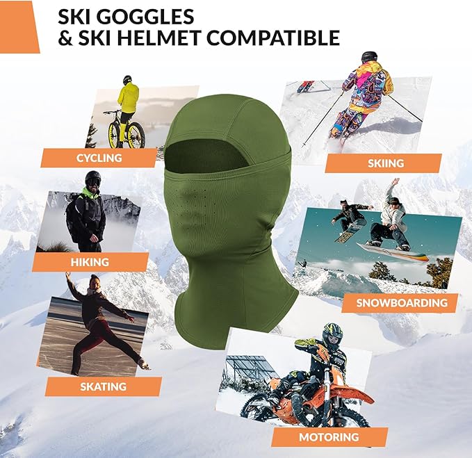 Qunature Balaclava Balaclava Esqui de inverno Máscara Facial respirável à prova de vento Máscara M/L para esportes ao ar livre Esqui Ciclismo Snowboard Motociclismo Mulheres/Homens