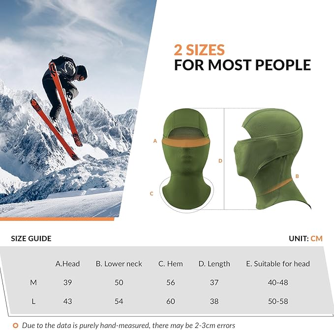 Qunature Balaclava Balaclava Esqui de inverno Máscara Facial respirável à prova de vento Máscara M/L para esportes ao ar livre Esqui Ciclismo Snowboard Motociclismo Mulheres/Homens
