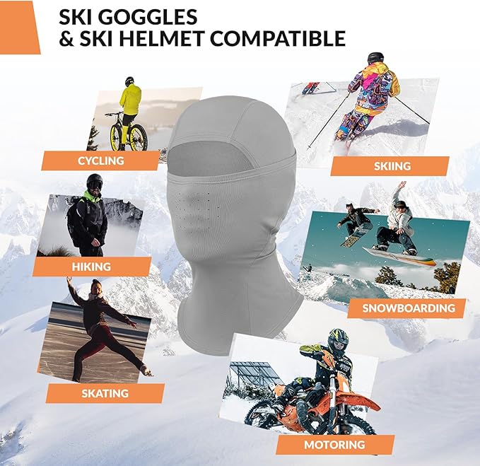 Qunature Balaclava Balaclava Esqui de inverno Máscara Facial respirável à prova de vento Máscara M/L para esportes ao ar livre Esqui Ciclismo Snowboard Motociclismo Mulheres/Homens
