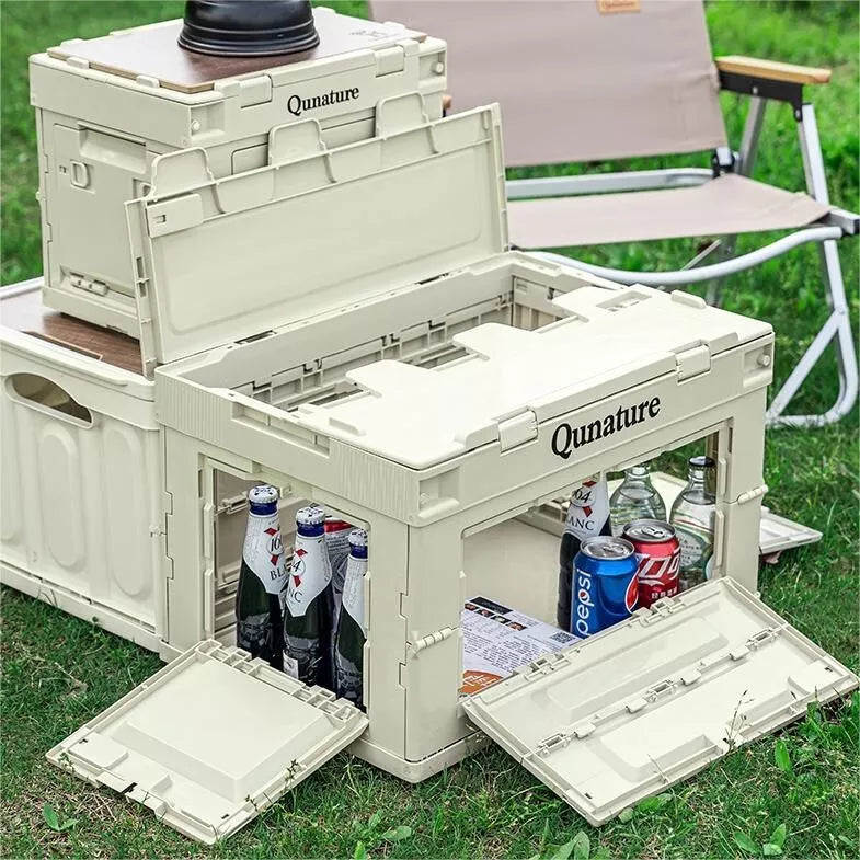 Qunature Camping Caixa Dobrável Organizador Camping Caixa Armazenamento Caixa 26/55/60L