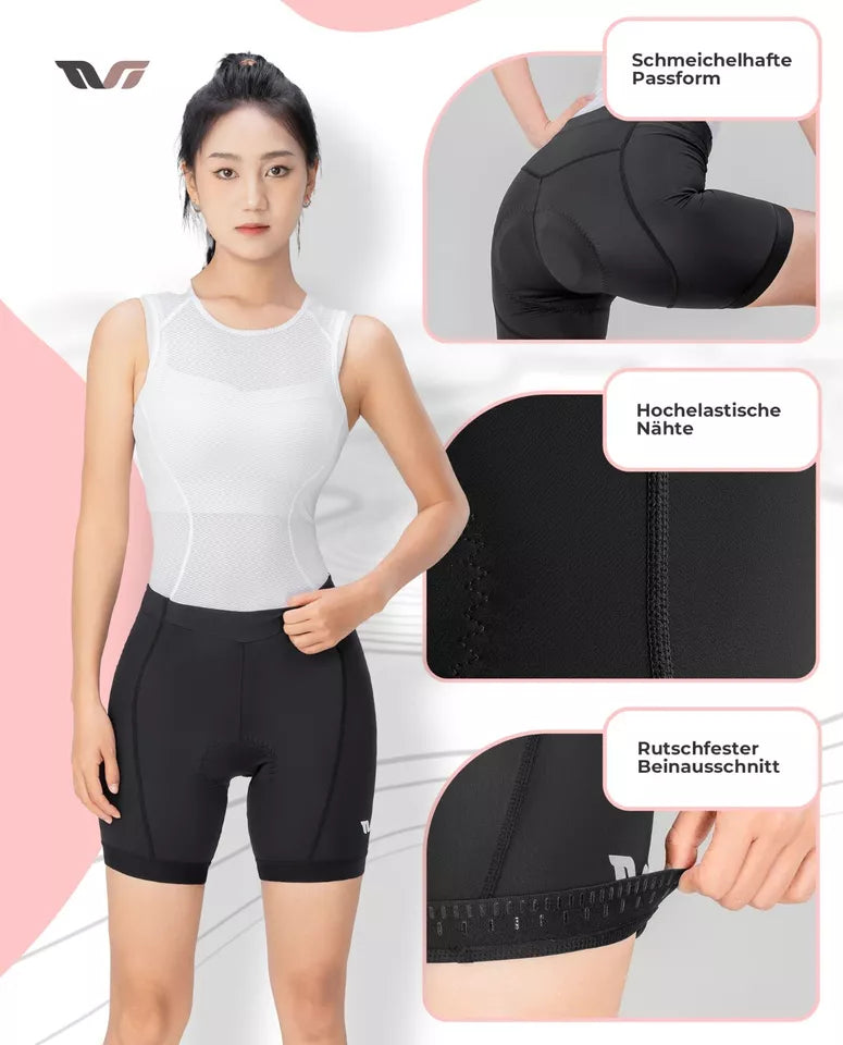 Shorts femininos para bicicleta de estrada ROCKBROS, shorts de ciclismo acolchoados para bicicleta