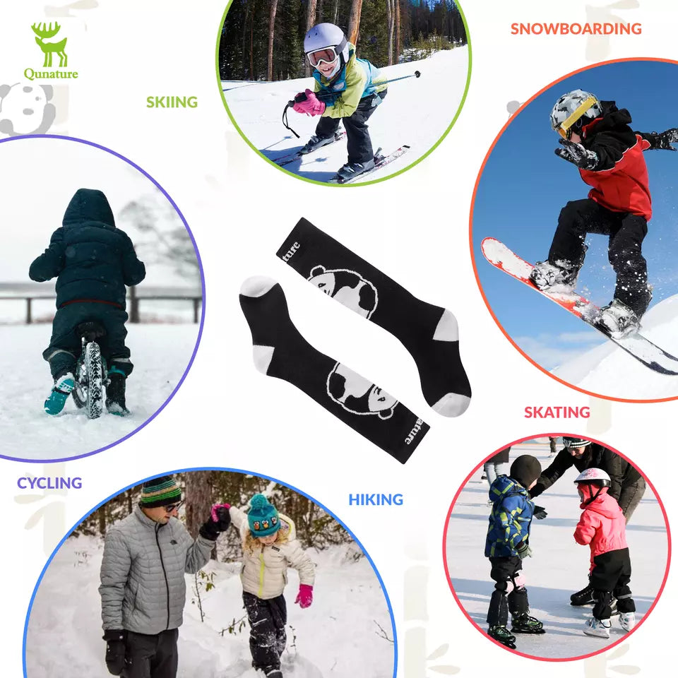 Qunature meias de esqui crianças/meninos meias de inverno meias de esqui com lã 1 par