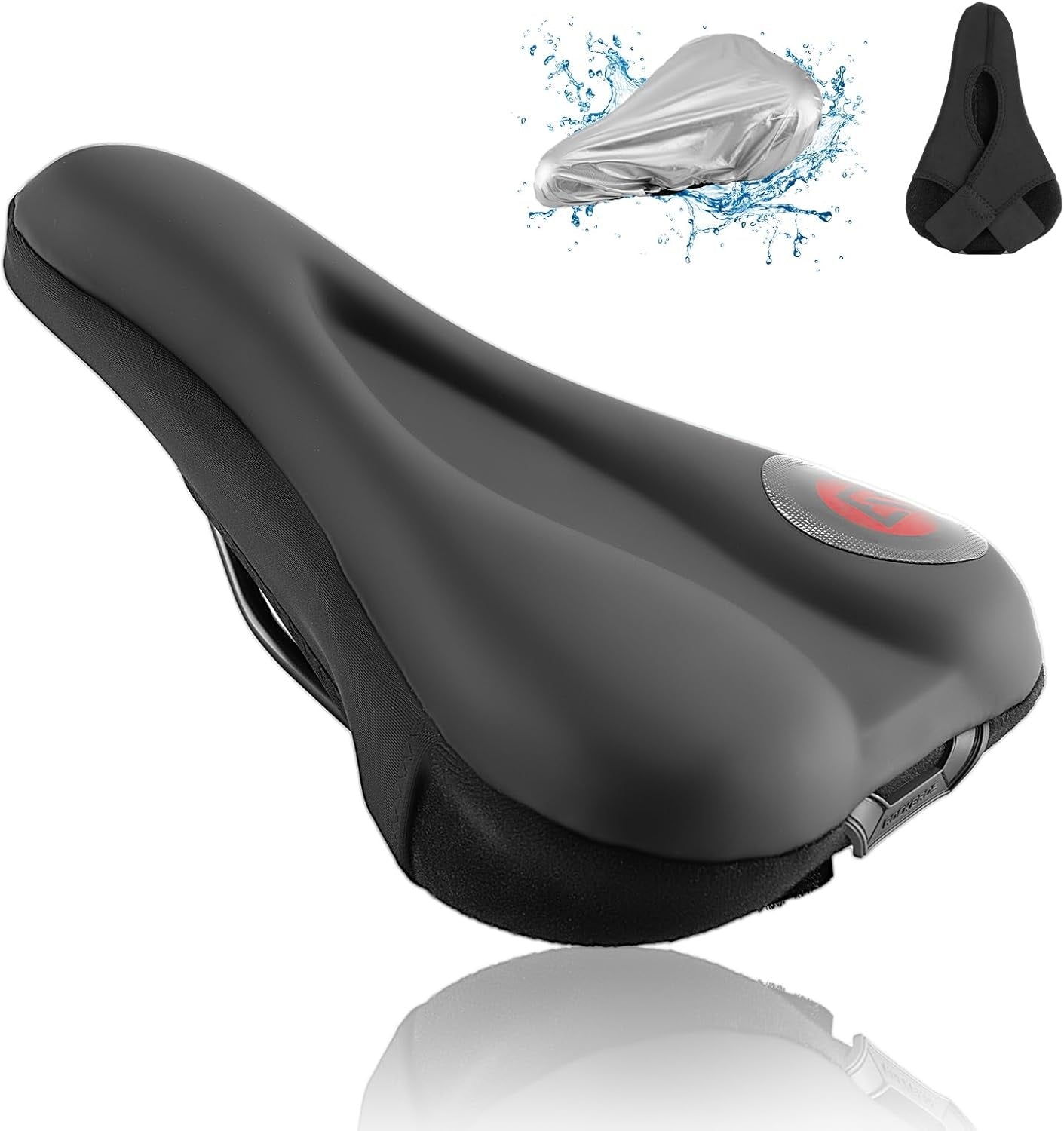 Capa de selim de gel ROCKBROS Capa de gel para selim de bicicleta assento de bicicleta acolchoado com protetor de selim à prova d'água para homens e mulheres 28 cm x 17,5 cm azul/vermelho