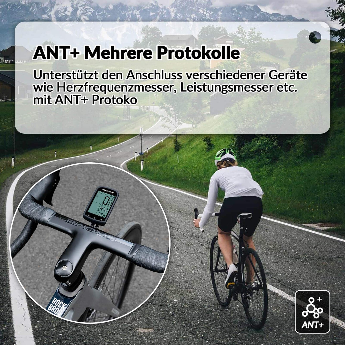 Ciclocomputador sem fio com GPS, à prova d'água, com velocímetro e odômetro - ROCKBROS