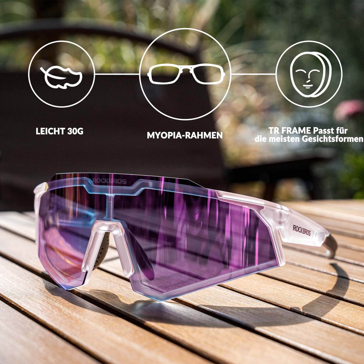 Óculos de sol, óculos para ciclismo, lentes fotossensíveis, para uso externo, proteção UV400, ROCKBROS
