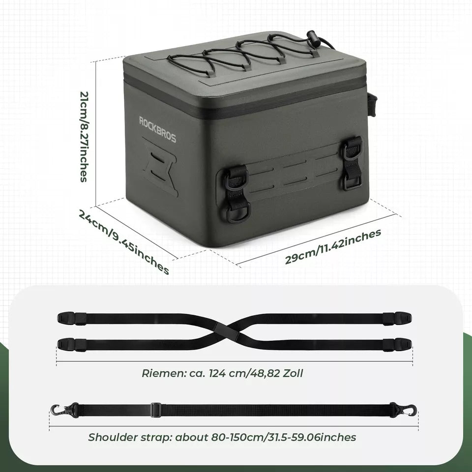 Bolsa para motocicleta ROCKBROS 13L totalmente à prova d'água 600D bolsa traseira para bagagem