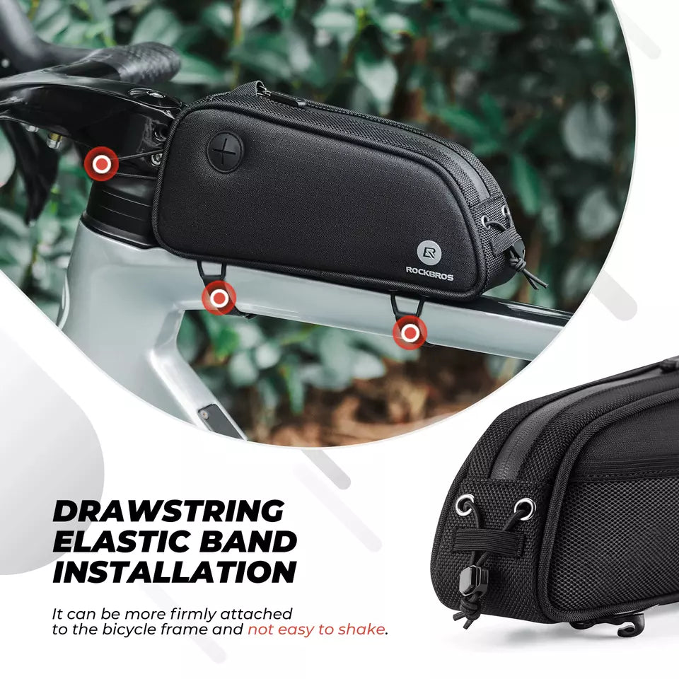 Bolsa de quadro ROCKBROS com furo para fone de ouvido bolsa de tubo superior para quadro de bicicleta MTB