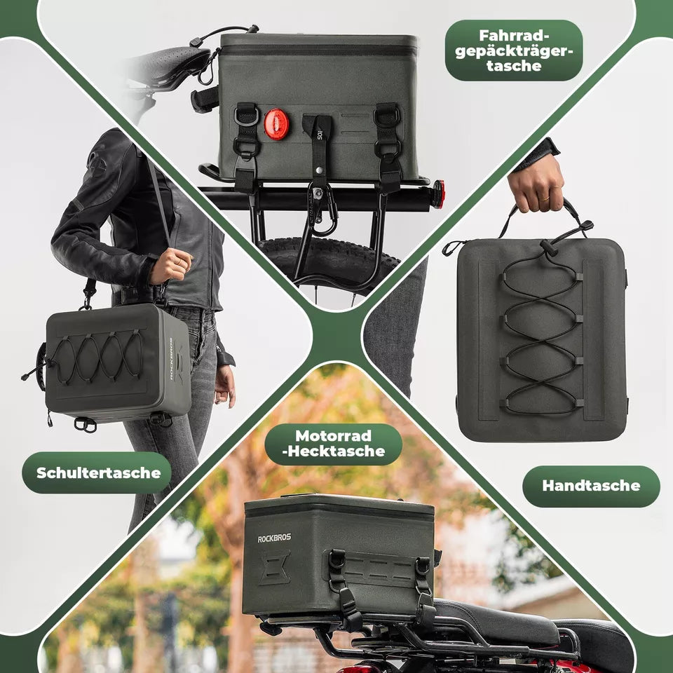 Bolsa para motocicleta ROCKBROS 13L totalmente à prova d'água 600D bolsa traseira para bagagem