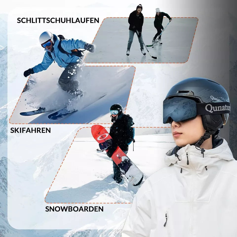 Capacete de snowboard/esqui Qunature com protetores de ouvido Capacete de snowboard para mulheres e homens 54-61 cm