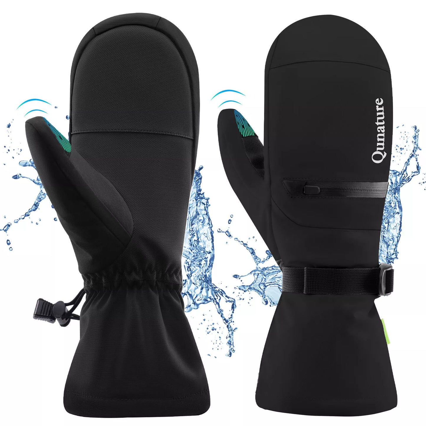 Qunature Luvas de esqui quentes Luvas de snowboard impermeáveis XS-XL feminino/masculino