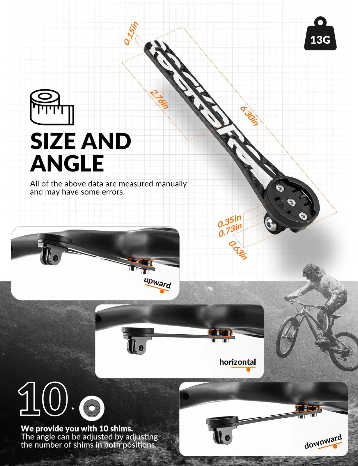 ROCKBROS Computador de bicicleta GPS Mount Adaptador de luz de bicicleta GoPro Fibra de carbono