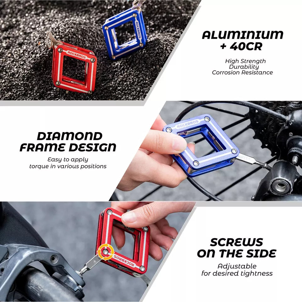 Ferramenta multifuncional de bicicleta ROCKBROS 8 em 1 para reparo de ferramentas dobráveis