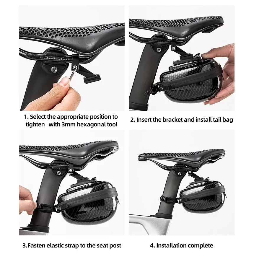 ROCKBROS bolsa de sela rígida para bicicleta bolsa de assento com liberação rápida 0,4L